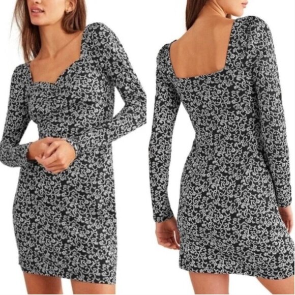 Boden NWT Tencel Swirl Sprig Sweetheart  Neckline Jersey Dress Size US8R UK12R - Picture 1 of 10